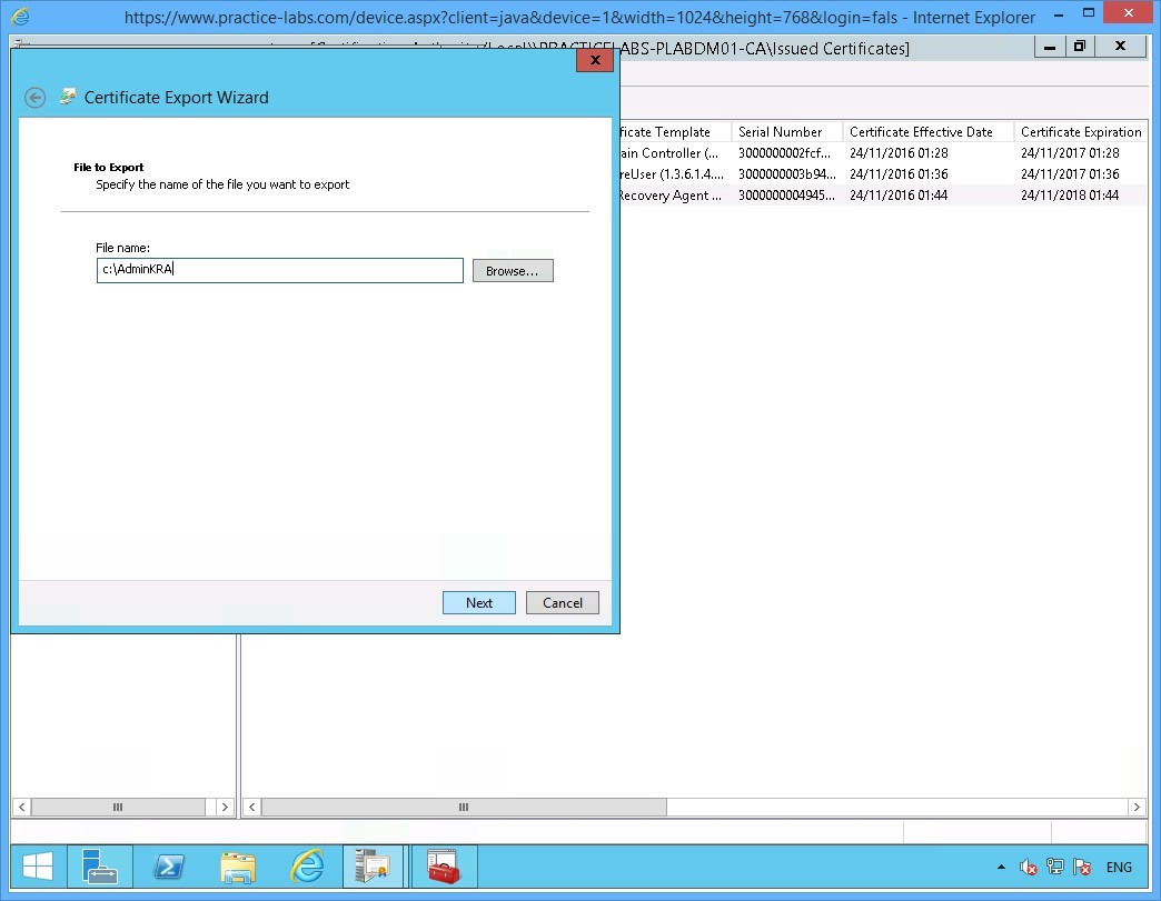 Practice Labs screenshot.